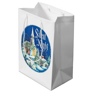 Sacola Para Presentes Média cena de natais vintages retro
