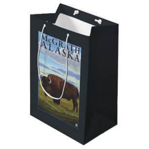 Sacola Para Presentes Média Cena do bisonte - McGrath, Alaska