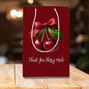 Sacola Para Presentes Média Cerejas e um Arco - Muito obrigado Cherry