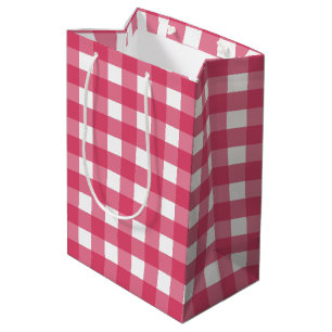 Sacola Para Presentes Média Cerise Gingham