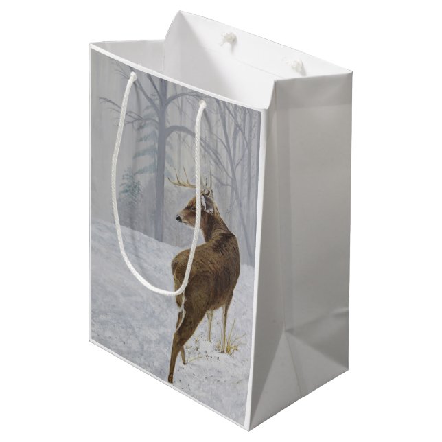Sacola Para Presentes Média cervos da Branco-cauda (Frente inclinada)