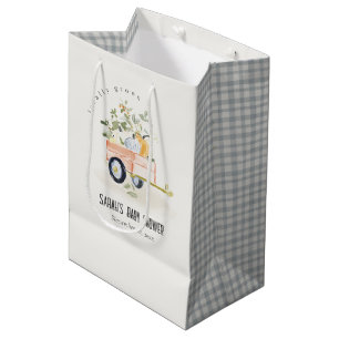 Sacola Para Presentes Média Cesta de Abóbora Localmente Cultivada em Aquarela