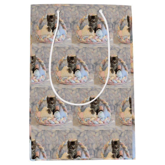 Sacola Para Presentes Média Cesta de Páscoa de Patton - Gato / Gato - Saco de  (Frente)