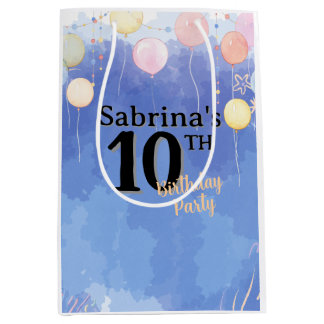 Sacola Para Presentes Média Céu Azul Aquarela