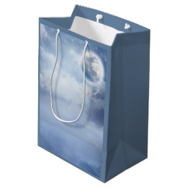 Sacola Para Presentes Média Céu Azul Mágico com Cisnes Voadoras