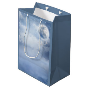 Sacola Para Presentes Média Céu Azul Mágico com Cisnes Voadoras