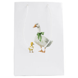 Sacola Para Presentes Média Chá de Bebê Animal dos Patinhos Bebês Mamãe