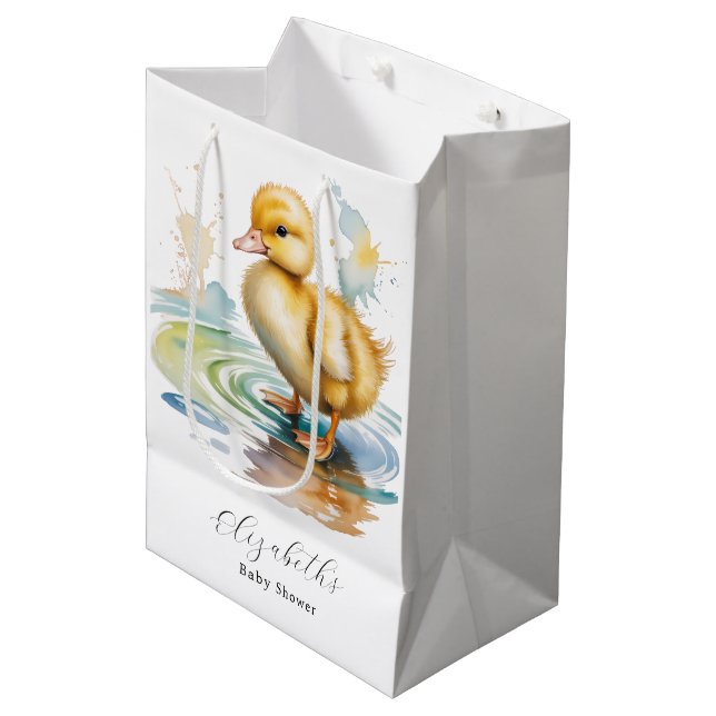 Sacola Para Presentes Média Chá de Bebê Neutro com Patinho Fofo (Frente inclinada)