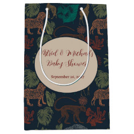 Sacola Para Presentes Média Chá de Bebê Safari Selva Vintage