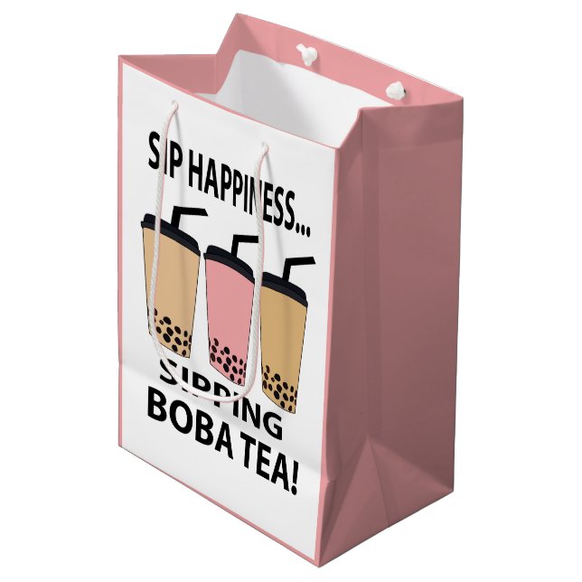 Sacola Para Presentes Média Chá de Boba Bubble Tea  (Frente inclinada)
