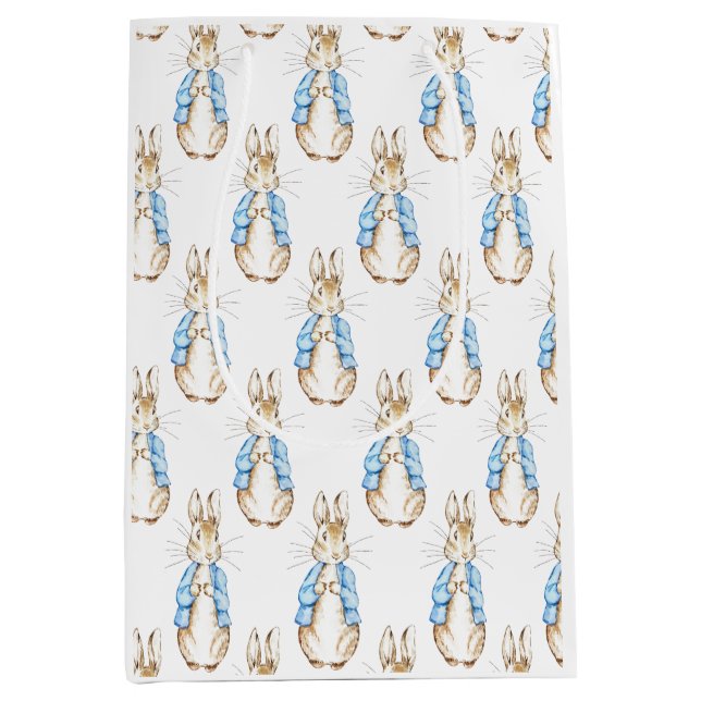 Sacola Para Presentes Média Chá de fraldas Azul Bunny (Frente)