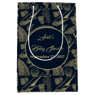 Sacola Para Presentes Média Chá de fraldas Azul de Baleia Náutica Vintage