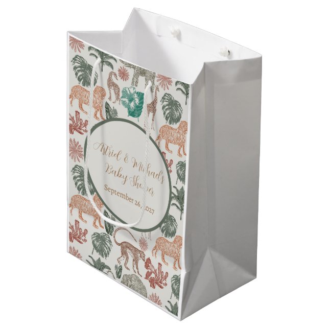 Sacola Para Presentes Média Chá de fraldas Boho Jungle Safari (Frente inclinada)