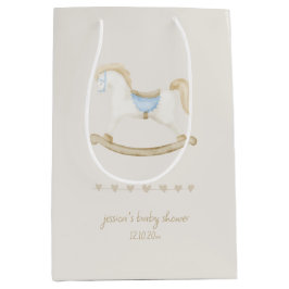 Sacola Para Presentes Média Chá de fraldas Boho Vintage Rocking Horse Cowboy