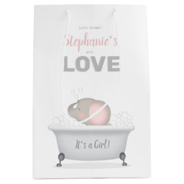 Sacola Para Presentes Média Chá de fraldas de Bebê Elefante Bath Girl