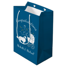 Sacola Para Presentes Média Chá de fraldas de Cachorro Collie Puppy Blue Boy