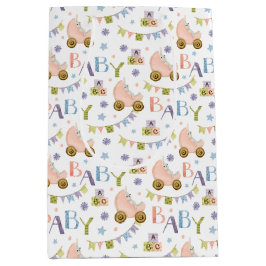 Sacola Para Presentes Média Chá de fraldas de coelho bonito