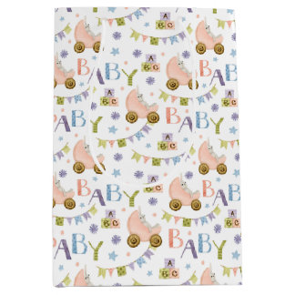 Sacola Para Presentes Média Chá de fraldas de coelho bonito