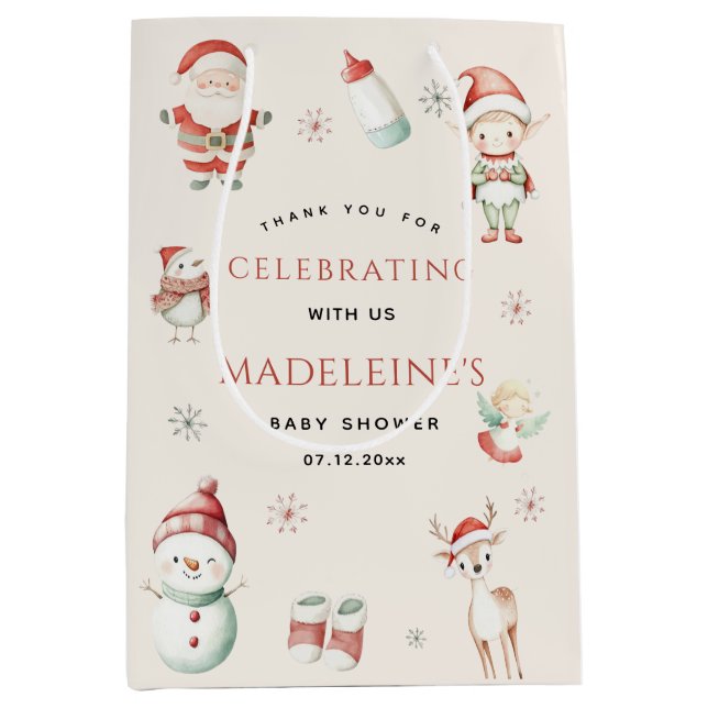 Sacola Para Presentes Média Chá de fraldas de Entrega Expressa de Natal do Pol (Frente)