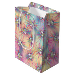 Sacola Para Presentes Média Chá de fraldas de esfera Disco Groovy Pastel Rainb