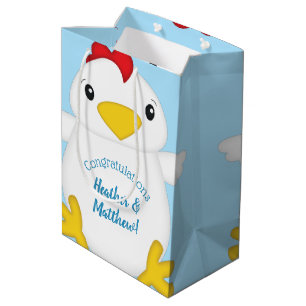 Sacola Para Presentes Média Chá de fraldas de frango, Blue Boy