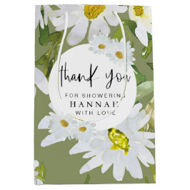 Sacola Para Presentes Média Chá de fraldas De Margarida Branca Obrigado A Favo