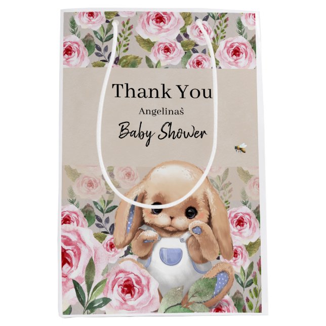 Sacola Para Presentes Média Chá de fraldas de presente com design fofo. (Frente)