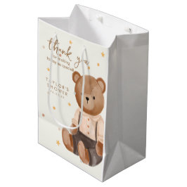 Sacola Para Presentes Média Chá de fraldas de Urso Russo de Aquarela