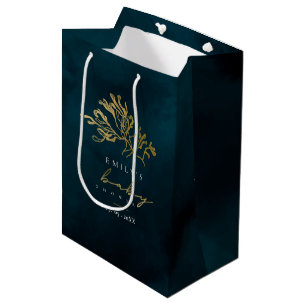 SACOLA PARA PRESENTES MÉDIA CHÁ DE FRALDAS ELEGANTE DOURADO DE MARINHO SUBÁG