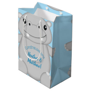 Sacola Para Presentes Média Chá de fraldas Hippo