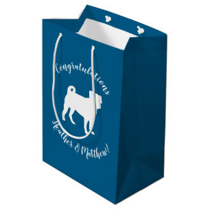 Sacola Para Presentes Média Chá de fraldas Pug Silhouette