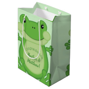 Sacola Para Presentes Média Chá de fraldas sapo verde