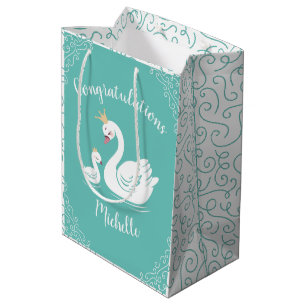 Sacola Para Presentes Média Chá de fraldas Swan Vintage