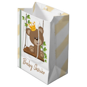 Sacola Para Presentes Média Chá de fraldas Swing Flora Prince Bear Boy