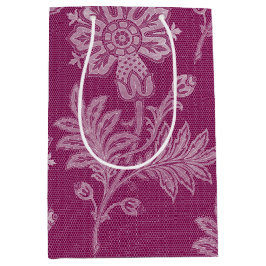 Sacola Para Presentes Média Chá de Noiva de Renda Floral com Vinho Tinto