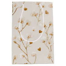 Chá de Noiva Floral Bege com Corações Marrons