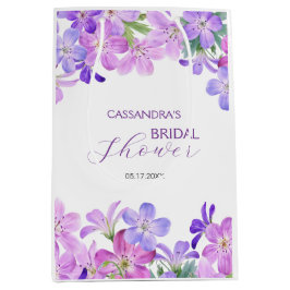 Sacola Para Presentes Média Chá de Noiva Floral Gerânio Violeta
