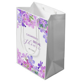 Sacola Para Presentes Média Chá de Noiva Floral Gerânio Violeta