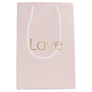 Sacola Para Presentes Média Chá de Noiva Pink Gold Love