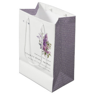 Sacola Para Presentes Média Chá de panela de Flora de Algodão Lilac-Aquarela D