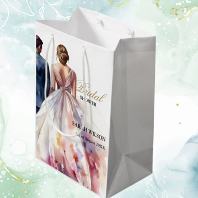 Sacola Para Presentes Média Chá de panela Floral Rustic Classic Boho (Celebrate her special day with a rustic classic boho floral bridal shower gift bag )