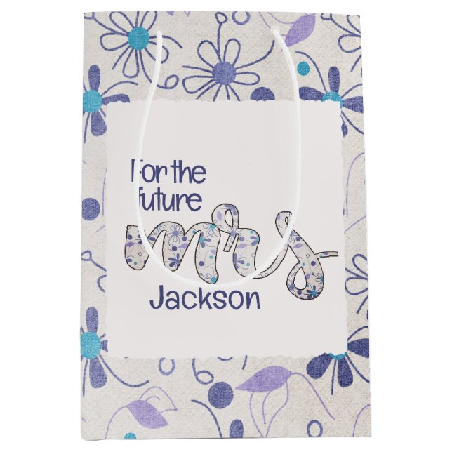 Sacola Para Presentes Média Chá de Panela Floral Sra. (Frente)