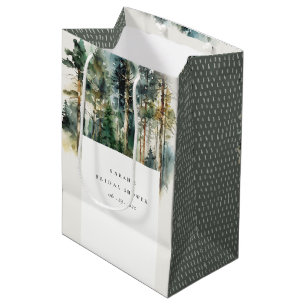 Sacola Para Presentes Média Chá de panela Florestal de Madeira Elegante