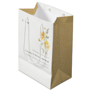 Sacola Para Presentes Média Chá de panela Rosa de Flor Verde Amarelo