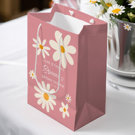 Sacola Para Presentes Média Chá de panela rosa-rosa do deserto retrô-margarida