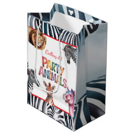 Sacola Para Presentes Média Chamando a Festa de aniversário de Todos os Animai