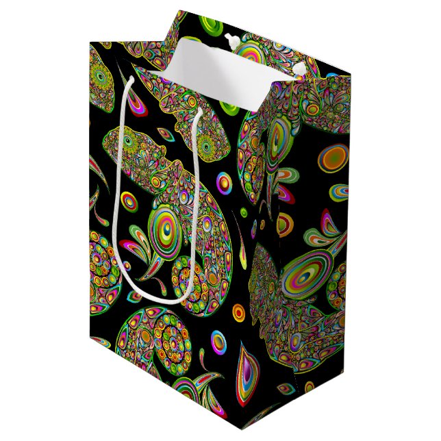 Sacola Para Presentes Média Chameleon Psychedelic Fantasy (Frente inclinada)