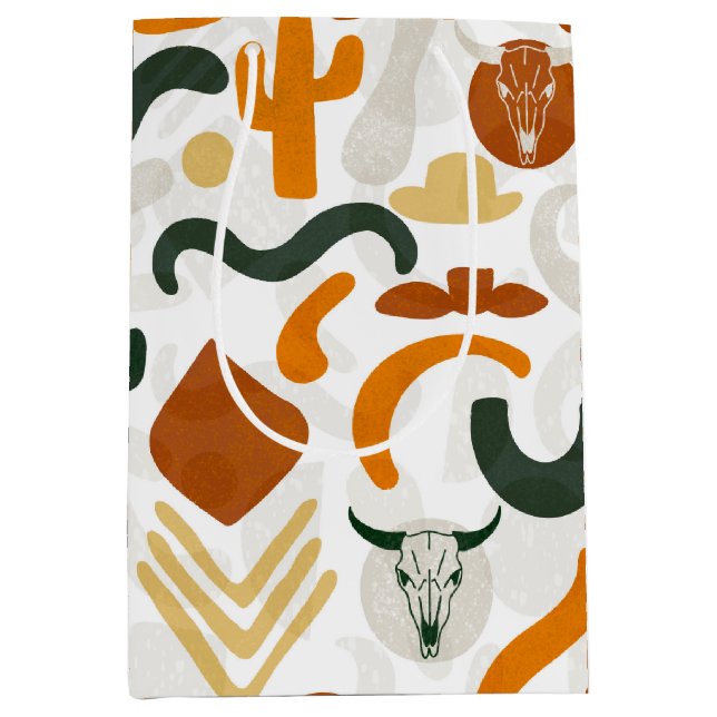 Sacola Para Presentes Média Chapéu de cowboy do cactus, ao estilo sudoeste (Frente)