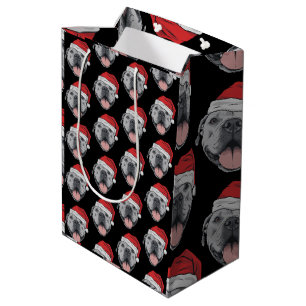 Sacola Para Presentes Média Chapéu de Papai Noel Pitbull Pit Natal Pet Amante