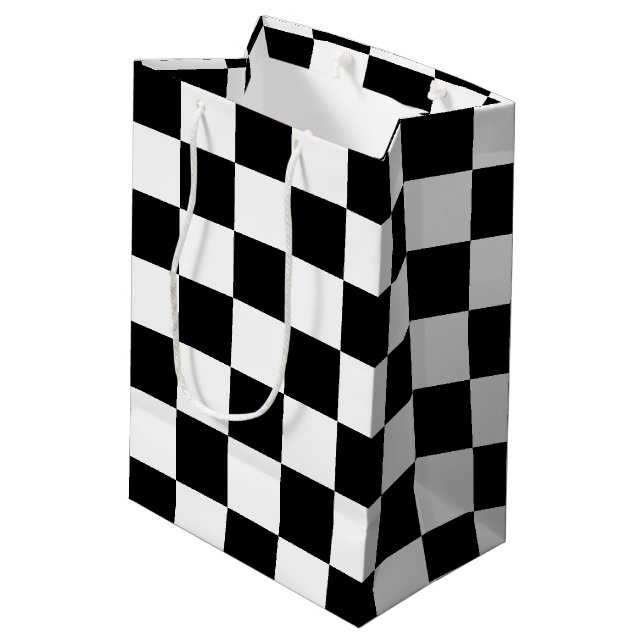 Sacola Para Presentes Média Checkered preto (Verso inclinado)